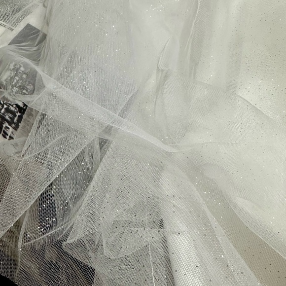 NEW ALYCE PARIS SZ 14 WHITE ILLUSION SLEEVELESS BEADED TULLE FORMAL BALLGOWN - Picture 12 of 16